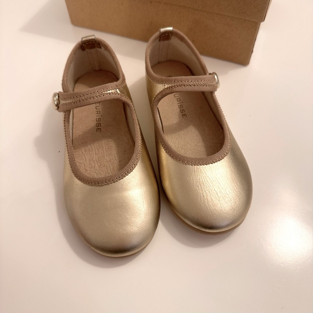Fleurisse et Leon - fine leather soft gold Mary Jane